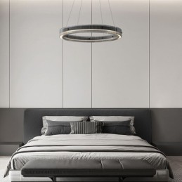 Luminária pendente de vidro 60 80 cm, luz de teto circular, regulável e com controle remoto