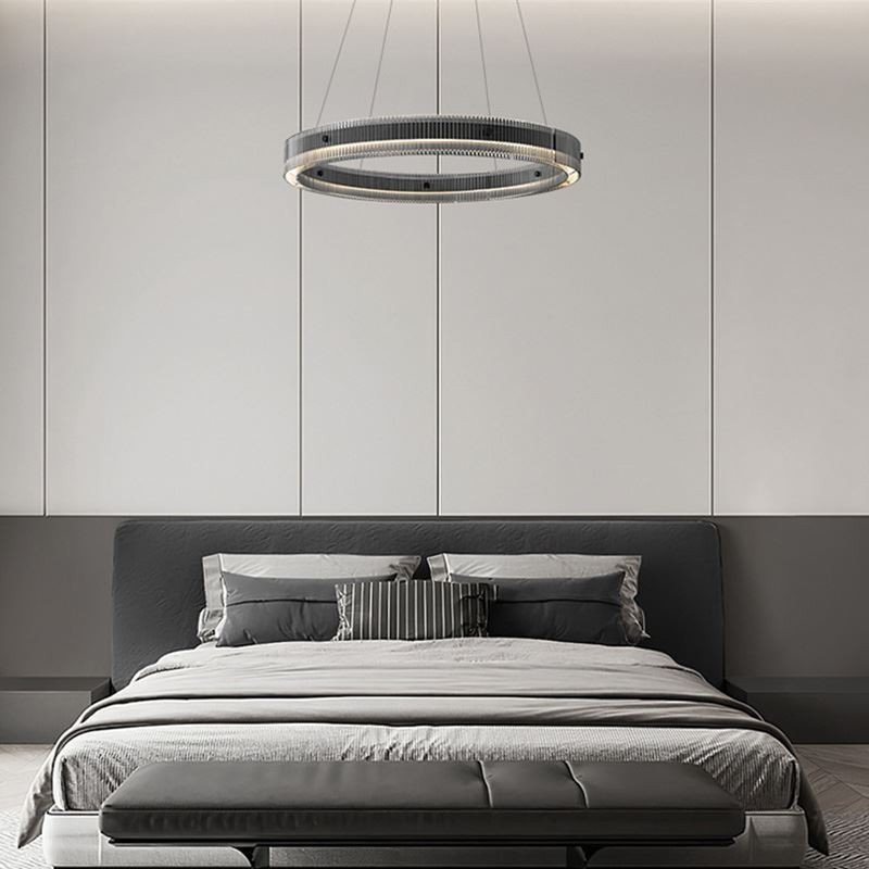 Luminária pendente de vidro 60 80 cm, luz de teto circular, regulável e com controle remoto