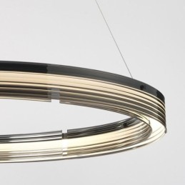 Luminária de teto de vidro 60+80cm Círculo Decoração Círculo Duplo Pendente Luz Tricromática Escurecimento