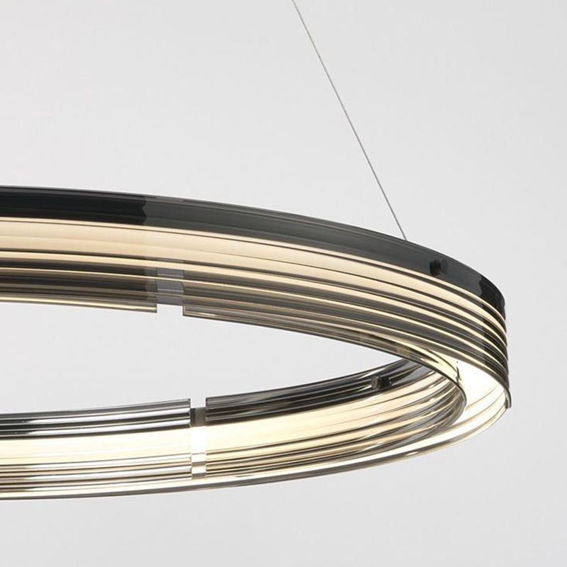 Luminária de teto de vidro 60+80cm Círculo Decoração Círculo Duplo Pendente Luz Tricromática Escurecimento