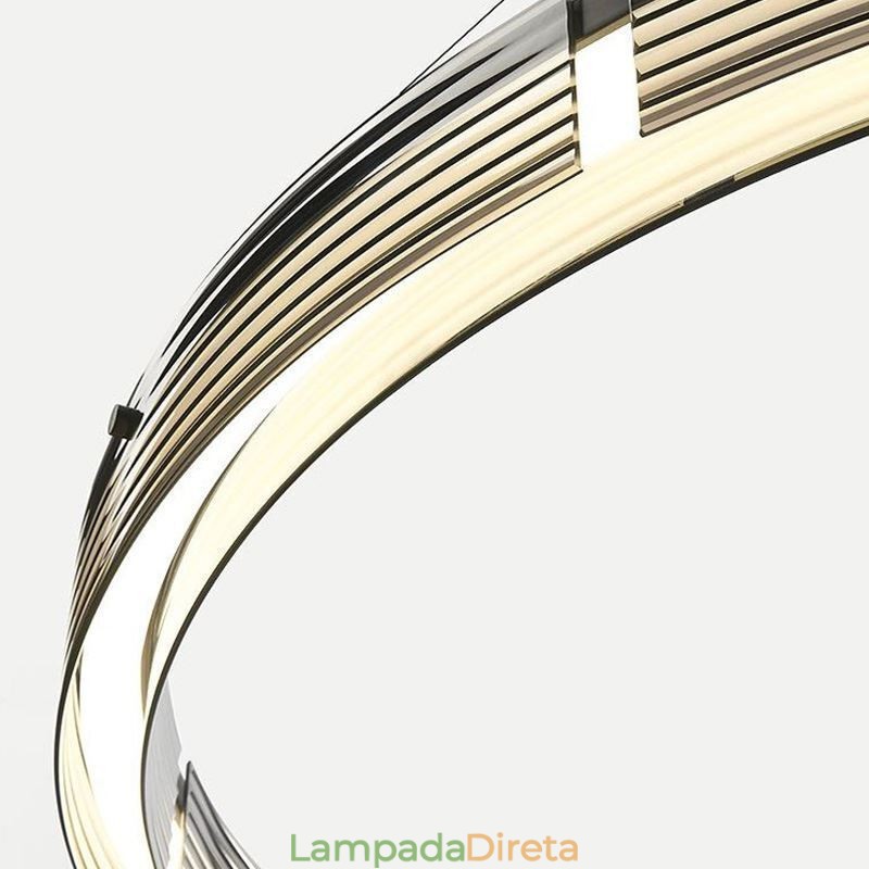 Pendente de luz 60 80 cm Círculo Vidro Teto Lâmpadas Tricromáticas Escurecimento