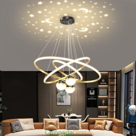 Luminária pendente simples de ferro forjado, silicone, três círculos, anel, teto, luz Luminária pendente simples de ferro forjado, silicone, três círculos, anel, teto, luz