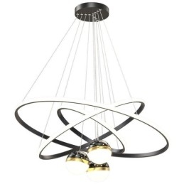 Luminária pendente simples de ferro forjado, silicone, três círculos, anel, teto, luz