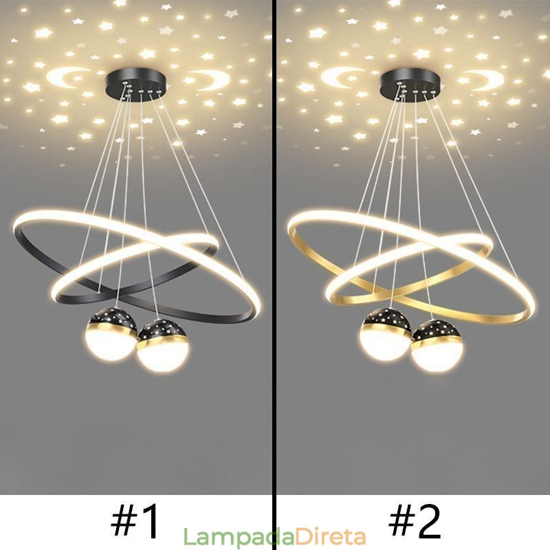Luminária pendente moderna de ferro forjado, anel de silicone com círculo duplo, luz de teto