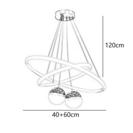 Luminária pendente moderna de ferro forjado, anel de silicone com círculo duplo, luz de teto