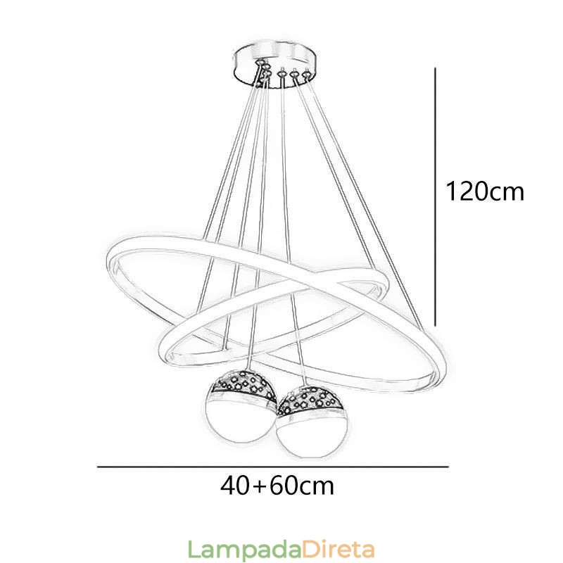 Luminária pendente moderna de ferro forjado, anel de silicone com círculo duplo, luz de teto