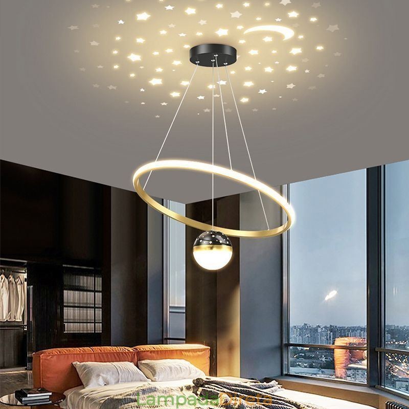 Luminária pendente moderna simples de ferro forjado silicone anel único luz de teto