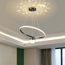Luminária pendente moderna simples de ferro forjado silicone anel único luz de teto