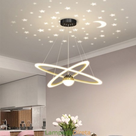 Luminária pendente de ferro forjado acrílico estrelado céu anel luz de teto Luminária pendente de ferro forjado acrílico estrelado céu anel luz de teto