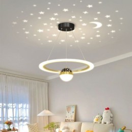 Luminária pendente minimalista em ferro forjado, luminária de teto em forma de estrela e acrílico