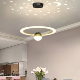 Luminária pendente minimalista em ferro forjado, luminária de teto em forma de estrela e acrílico