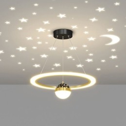 Luminária pendente minimalista em ferro forjado, luminária de teto em forma de estrela e acrílico