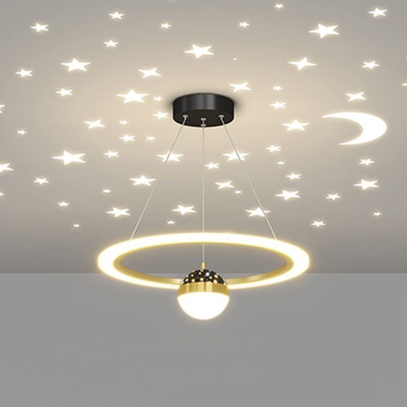 Luminária pendente minimalista em ferro forjado, luminária de teto em forma de estrela e acrílico
