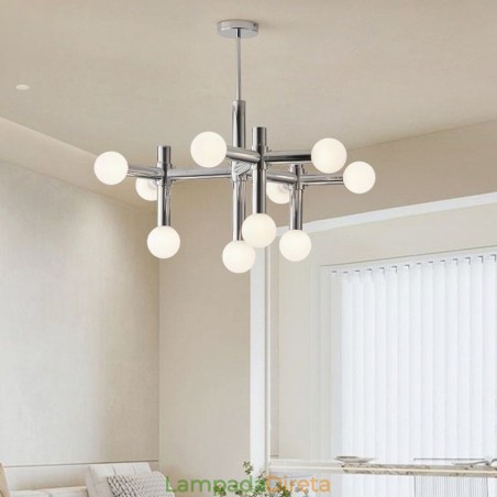 Luminária pendente simples em ferro forjado com moléculas de feijão mágico Luminária pendente simples em ferro forjado com moléculas de feijão mágico