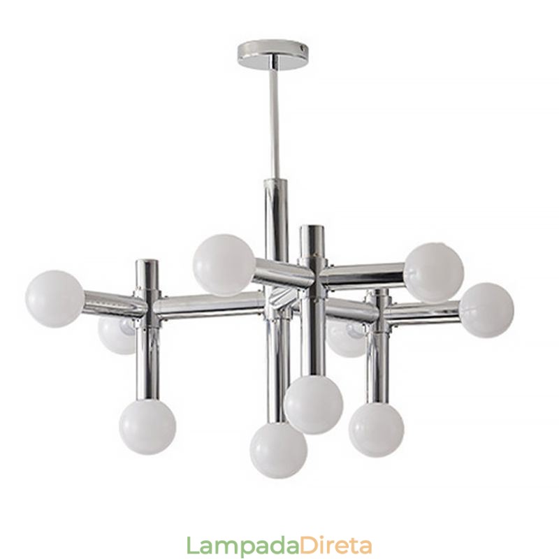 Luminária pendente simples em ferro forjado com moléculas de feijão mágico
