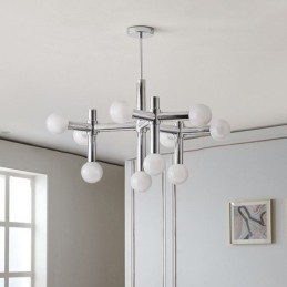 Luminária pendente simples em ferro forjado com moléculas de feijão mágico