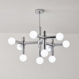 Luminária pendente simples em ferro forjado com moléculas de feijão mágico