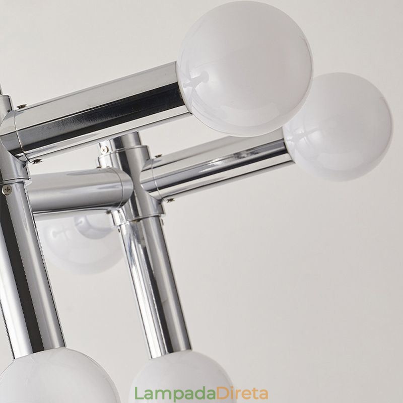 Luminária pendente simples em ferro forjado com moléculas de feijão mágico