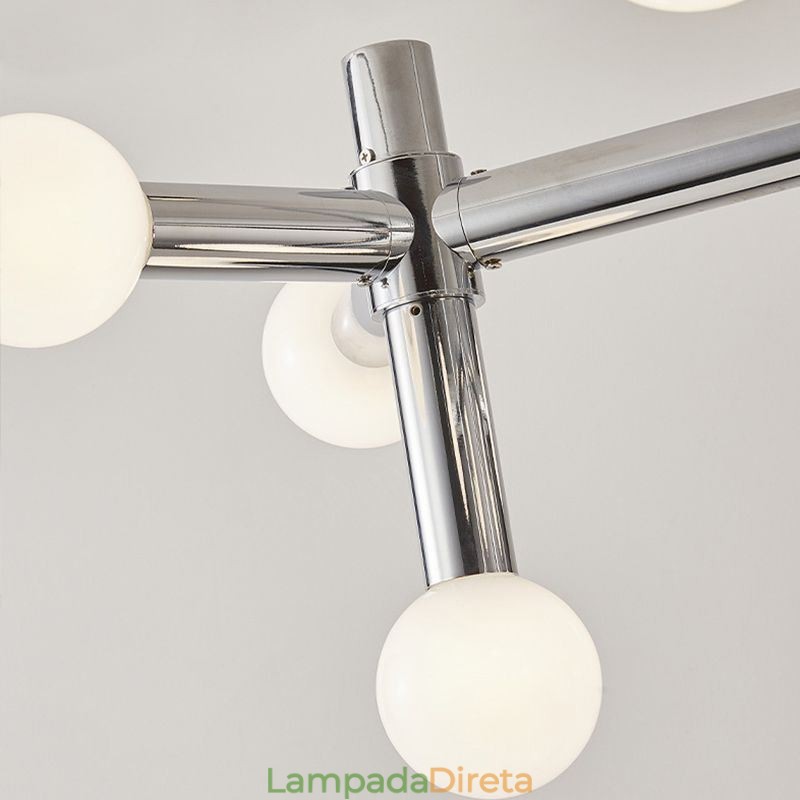 Luminária pendente simples em ferro forjado com moléculas de feijão mágico