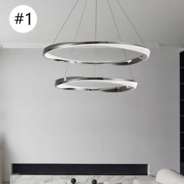 Luminária pendente de ferro forjado, anel de acrílico, luz de teto de círculo duplo
