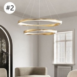 Luminária pendente de ferro forjado, anel de acrílico, luz de teto de círculo duplo