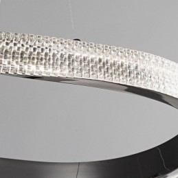 Luminária pendente de ferro forjado, anel de acrílico, luz de teto de círculo duplo
