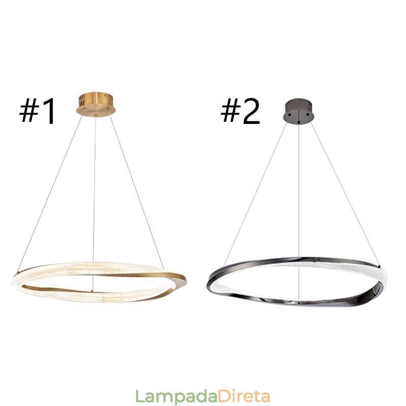 Luminária pendente de ferro forjado, anel de acrílico, luz de teto de círculo único