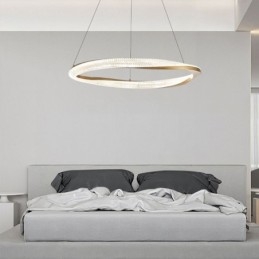 Luminária pendente de ferro forjado, anel de acrílico, luz de teto de círculo único