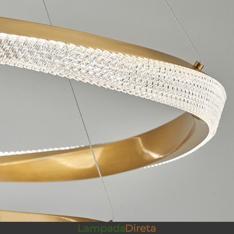 Luminária pendente de ferro forjado, anel de acrílico, luz de teto de círculo único