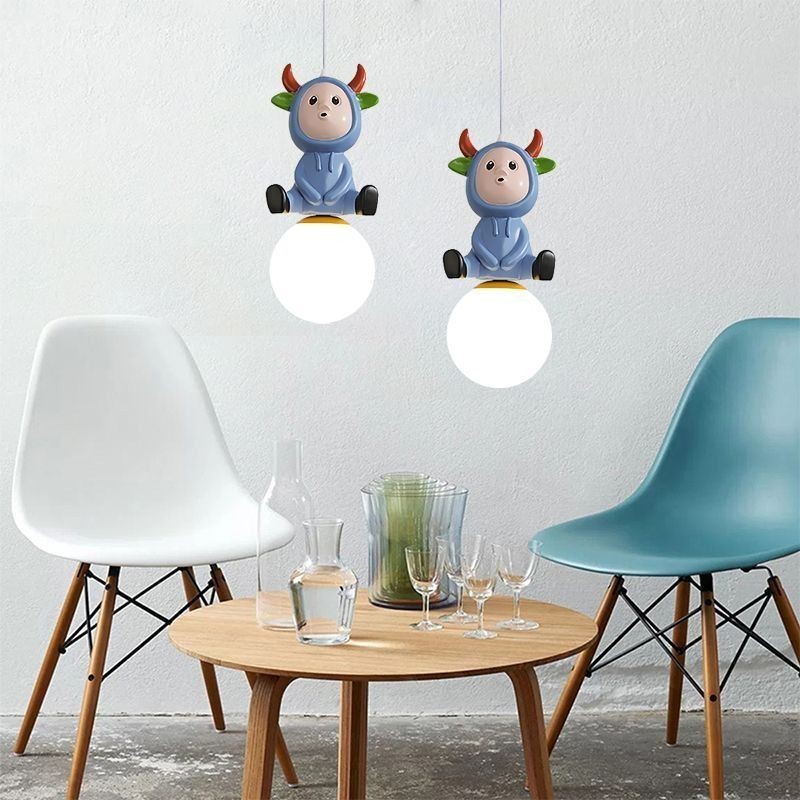 Luminária pendente moderna minimalista G9 ferro forjado coelho bezerro resina teto luz