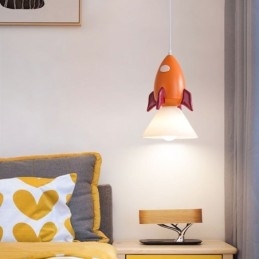 Luminária pendente minimalista em ferro forjado Moon Landing, pequena luminária de teto