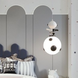 Luminária pendente minimalista em ferro forjado Moon Landing, pequena luminária de teto