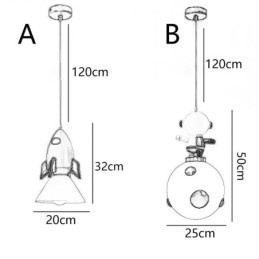 Luminária pendente minimalista em ferro forjado Moon Landing, pequena luminária de teto
