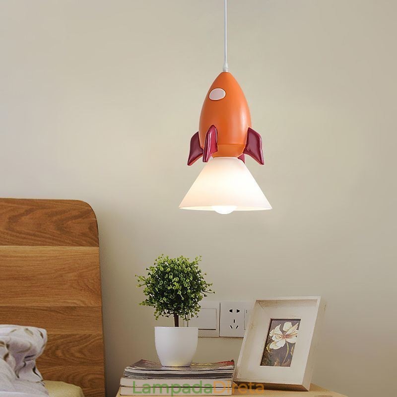 Luminária pendente minimalista em ferro forjado Moon Landing, pequena luminária de teto