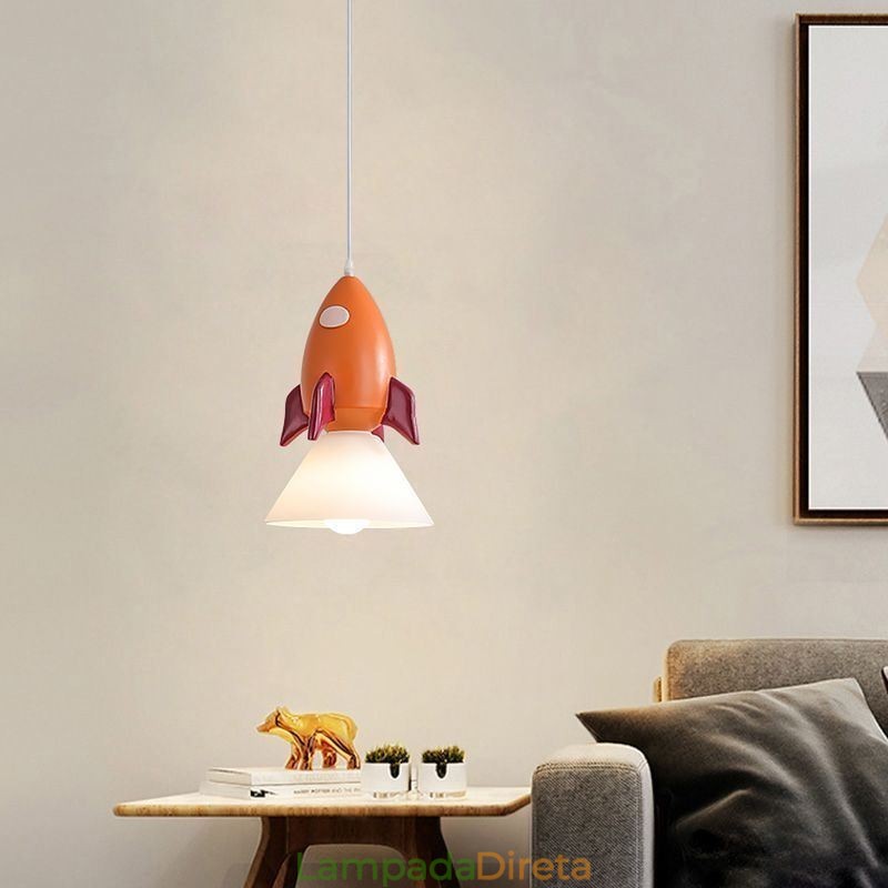 Luminária pendente minimalista em ferro forjado Moon Landing, pequena luminária de teto