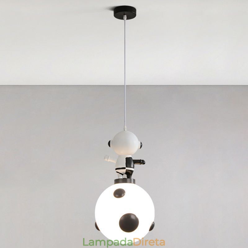 Luminária pendente minimalista em ferro forjado Moon Landing, pequena luminária de teto