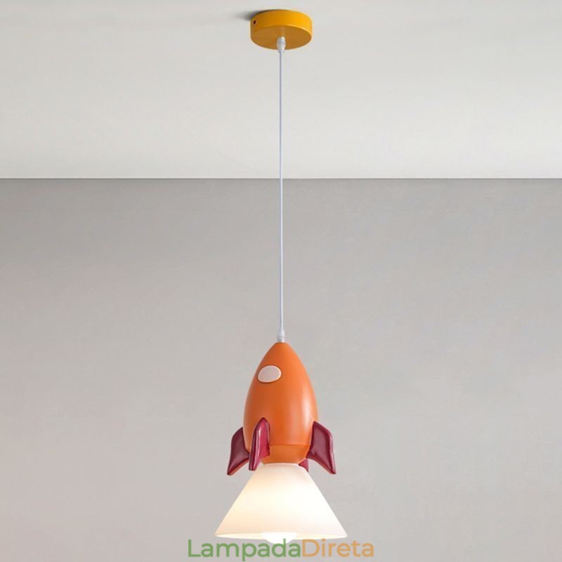 Luminária pendente minimalista em ferro forjado Moon Landing, pequena luminária de teto