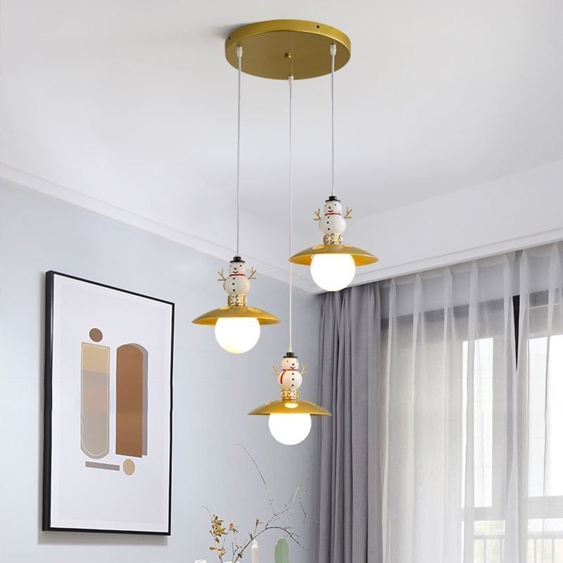 Luminária pendente moderna simples G9 ferro forjado resina boneco de neve luz de teto