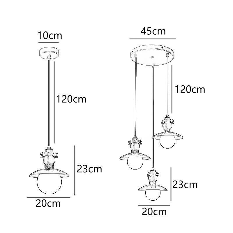 Luminária pendente moderna simples G9 ferro forjado resina boneco de neve luz de teto