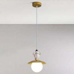 Luminária pendente moderna simples G9 ferro forjado resina boneco de neve luz de teto