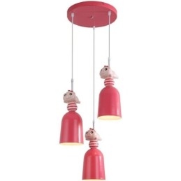Luminária pendente moderna em ferro forjado, luminária de teto em resina rosa Piggy
