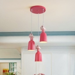 Luminária pendente moderna em ferro forjado, luminária de teto em resina rosa Piggy