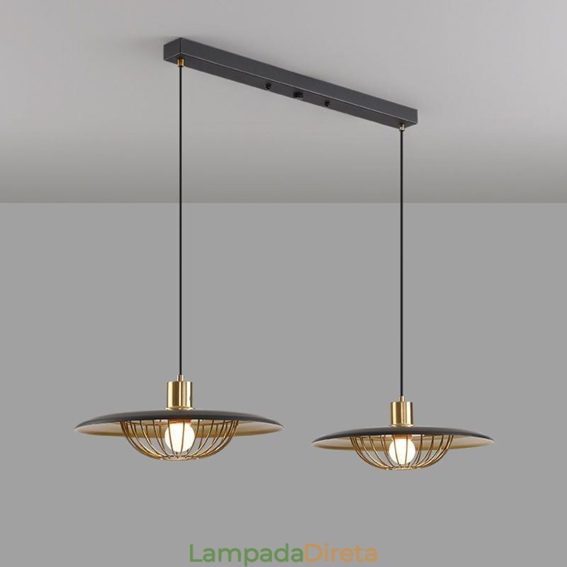 Luminária pendente nórdica criativa em ferro forjado com disco de teto