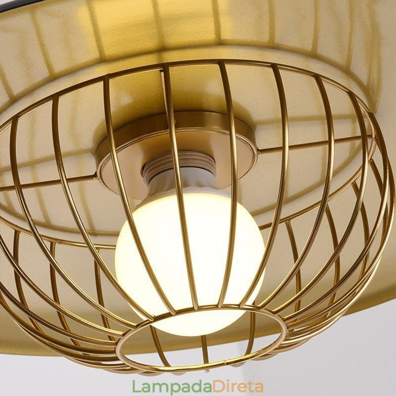 Luminária pendente nórdica criativa em ferro forjado com disco de teto