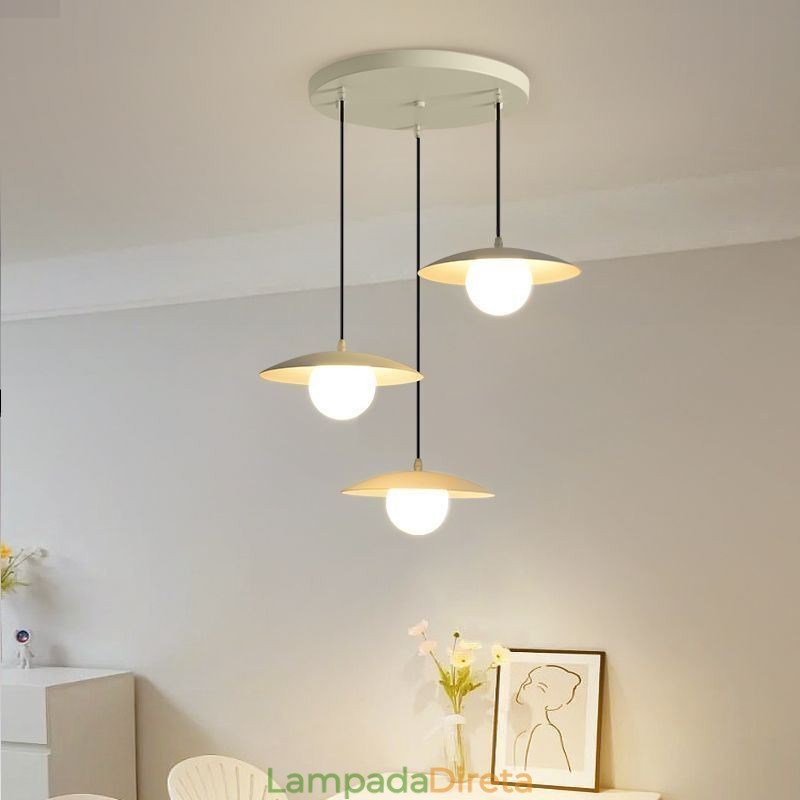 Luminária de teto nórdica pendente criativa em ferro forjado G9 Disc