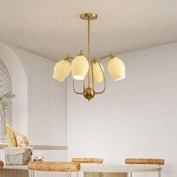 Luminária pendente nórdica criativa em ferro forjado, cobre, cor natural, estame, luminária de teto