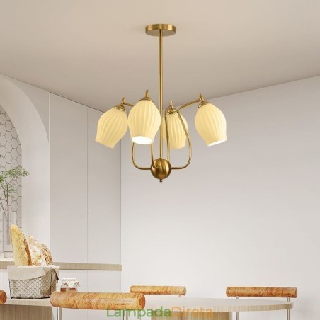 Luminária pendente nórdica criativa em ferro forjado, cobre, cor natural, estame, luminária de teto Luminária pendente nórdica criativa em ferro forjado, cobre, cor natural, estame, luminária de teto