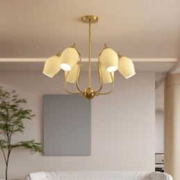 Luminária pendente nórdica criativa em ferro forjado, cobre, cor natural, estame, luminária de teto