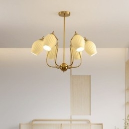 Luminária pendente nórdica criativa em ferro forjado, cobre, cor natural, estame, luminária de teto