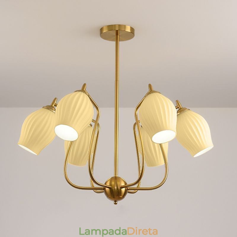 Luminária pendente nórdica criativa em ferro forjado, cobre, cor natural, estame, luminária de teto